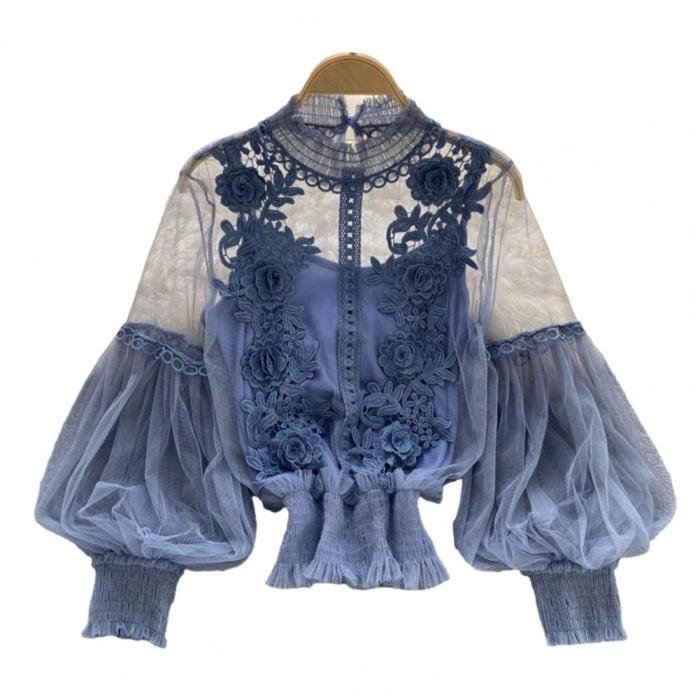 Women's Elegant Lightweight Sheer Mesh Blouse