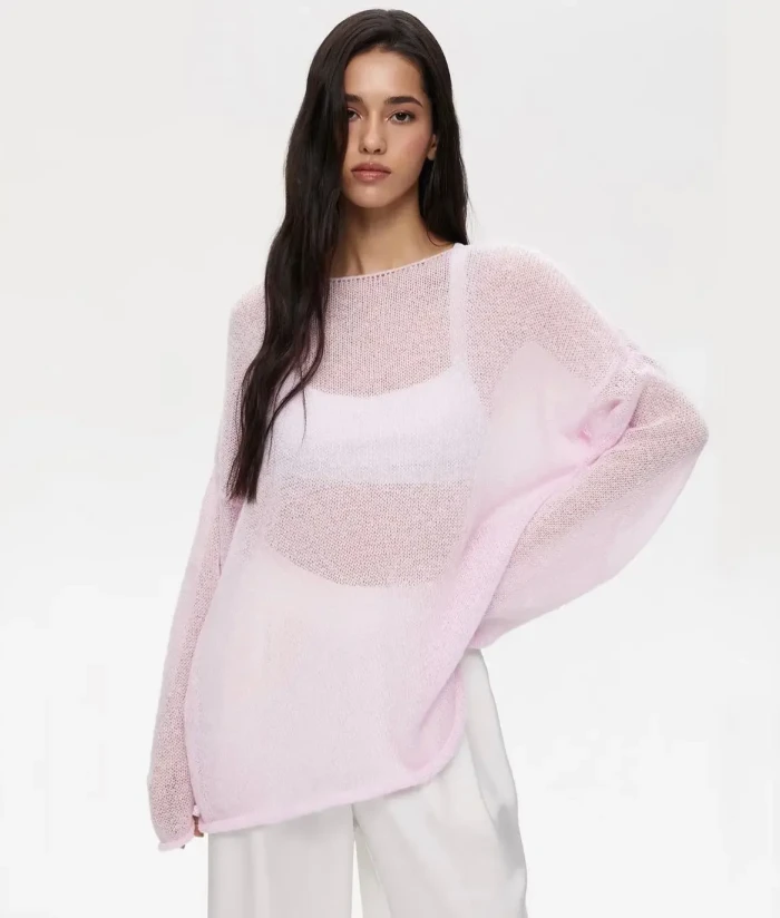 Women's Elegant Hollow Out Loose Knit Sweater Pullover