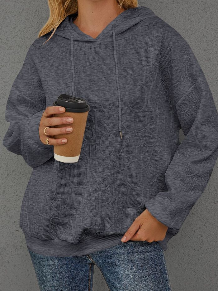 Women's Casual Solid Color Hooded Long Sleeve Sweatshirt Versatile Fashion