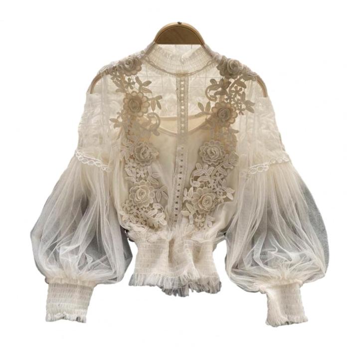 Women's Elegant Lightweight Sheer Mesh Blouse
