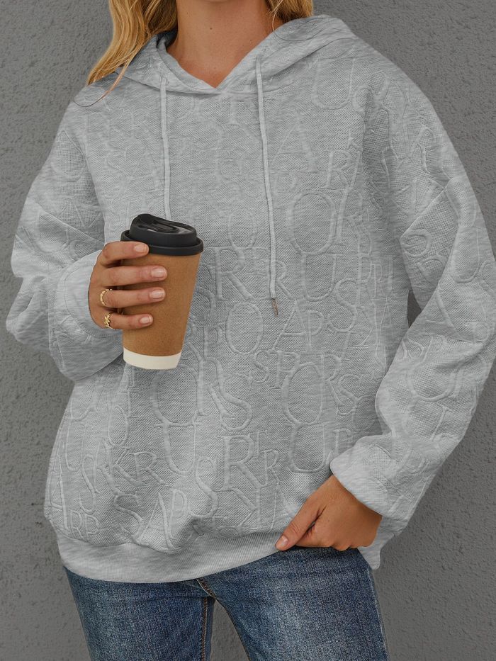 Women's Casual Solid Color Hooded Long Sleeve Sweatshirt Versatile Fashion