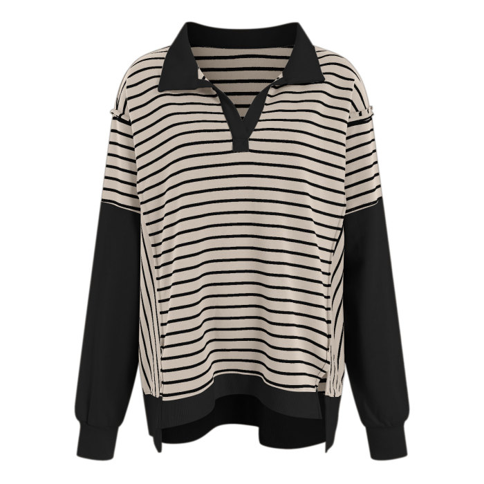 Women's Y2K Striped Color Block Oversized Sweatshirt Pullover