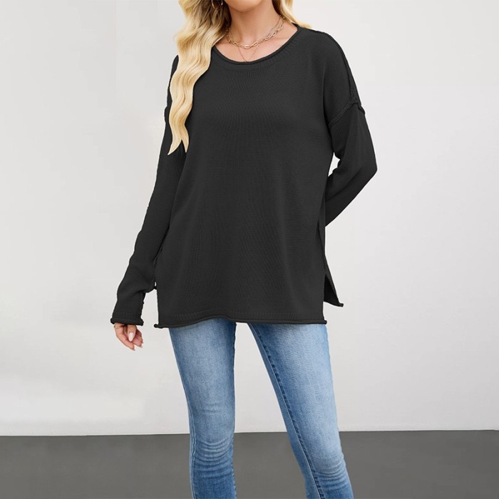 2025 Essential Crewneck Sweater Women - Oversized Knit Pullover