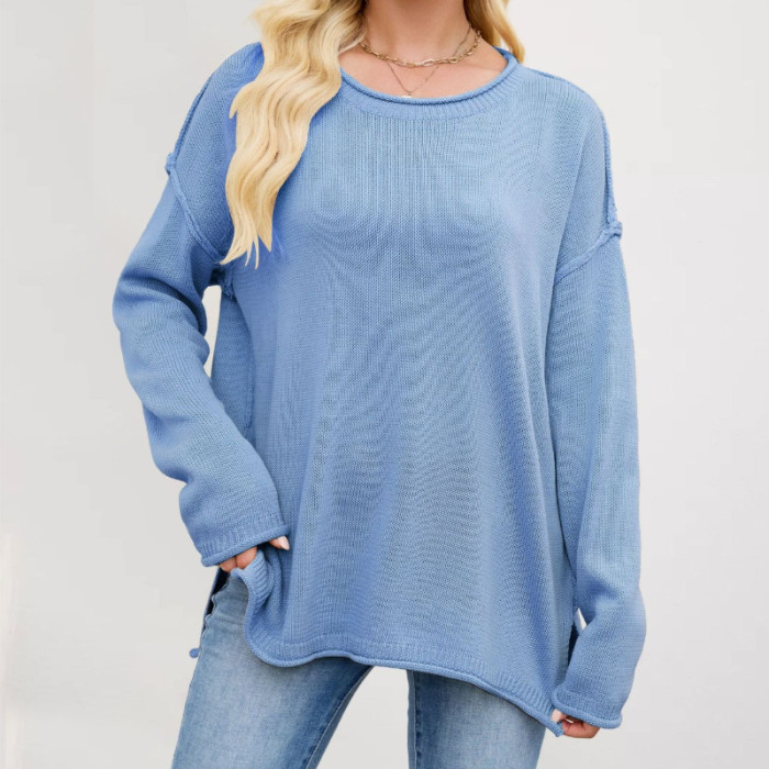 2025 Essential Crewneck Sweater Women - Oversized Knit Pullover