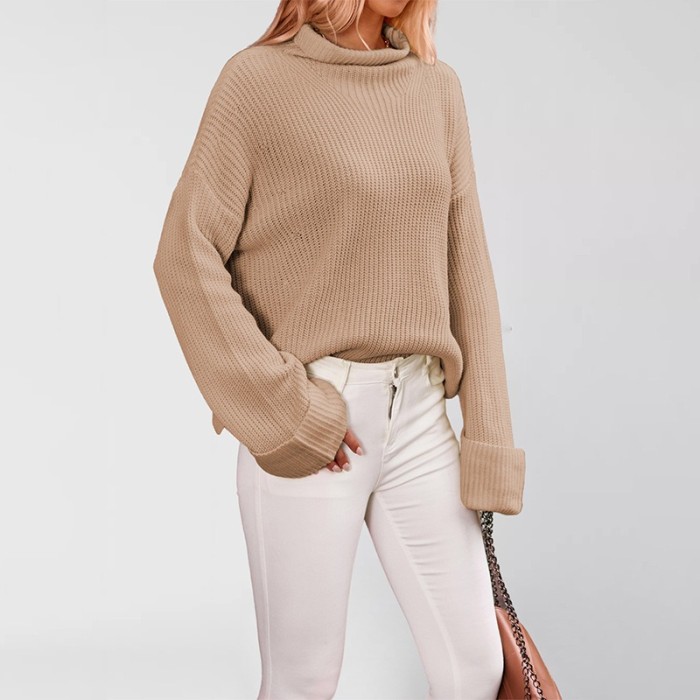 2025 Bell Sleeve Sweater - Oversized Round Neck Knit Top