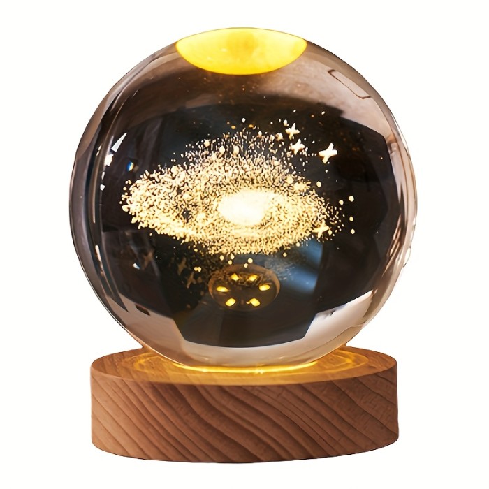 1pc Enchanting 3D for Galaxy Crystal Ball Night Light with Warm LED Base - USB Powered, High-Quality Space-Themed Decor, Ideal for Astronomy Lovers, Perfect Birthday or Valentine's Gift for Loved Ones, Perfect for Christmas Gifts, Holiday Office, Bedroom, Hotel, Party, Restaurant Decoration