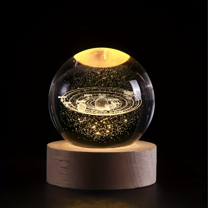 1pc Enchanting 3D for Galaxy Crystal Ball Night Light with Warm LED Base - USB Powered, High-Quality Space-Themed Decor, Ideal for Astronomy Lovers, Perfect Birthday or Valentine's Gift for Loved Ones, Perfect for Christmas Gifts, Holiday Office, Bedroom, Hotel, Party, Restaurant Decoration
