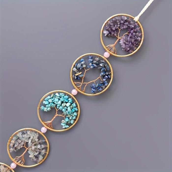 7 Chakra Stones  Tree of Life Healing Crystals Hanging Ornament Wall Ornament Meditation Window Hanging Ornament Home Decor Gifts for Women