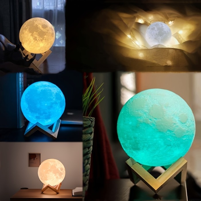 A Single Smart Remote-Controlled Moon Lamp with 128 Colors, a Small Light, Perfect As a Birthday Gift, Bedside Lamp, LED Light, USB Lamp, Decorative Item, Bedroom Light, Room Decoration Light, And a Creative Gift for Birthdays And Valentine'S Day.