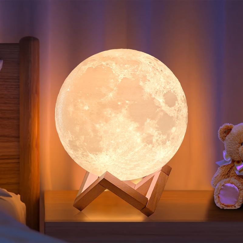A Single Smart Remote-Controlled Moon Lamp with 128 Colors, a Small Light, Perfect As a Birthday Gift, Bedside Lamp, LED Light, USB Lamp, Decorative Item, Bedroom Light, Room Decoration Light, And a Creative Gift for Birthdays And Valentine'S Day.