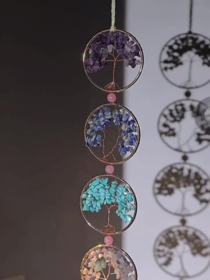 7 Chakra Stones  Tree of Life Healing Crystals Hanging Ornament Wall Ornament Meditation Window Hanging Ornament Home Decor Gifts for Women