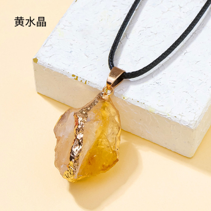 20-30mm Irregular Shape Natural Stone Crystal Necklaces Pendant Gold Color Wrap Charms for Jewelry Making DIY Earring Accessory2
