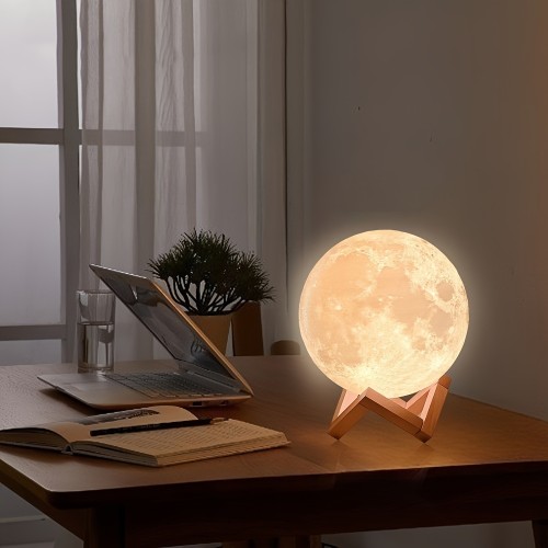 A Single Smart Remote-Controlled Moon Lamp with 128 Colors, a Small Light, Perfect As a Birthday Gift, Bedside Lamp, LED Light, USB Lamp, Decorative Item, Bedroom Light, Room Decoration Light, And a Creative Gift for Birthdays And Valentine'S Day.