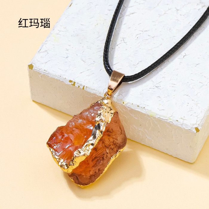 20-30mm Irregular Shape Natural Stone Crystal Necklaces Pendant Gold Color Wrap Charms for Jewelry Making DIY Earring Accessory2