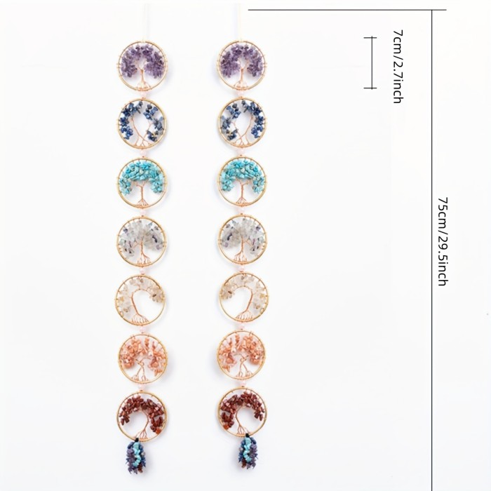 7 Chakra Stones  Tree of Life Healing Crystals Hanging Ornament Wall Ornament Meditation Window Hanging Ornament Home Decor Gifts for Women