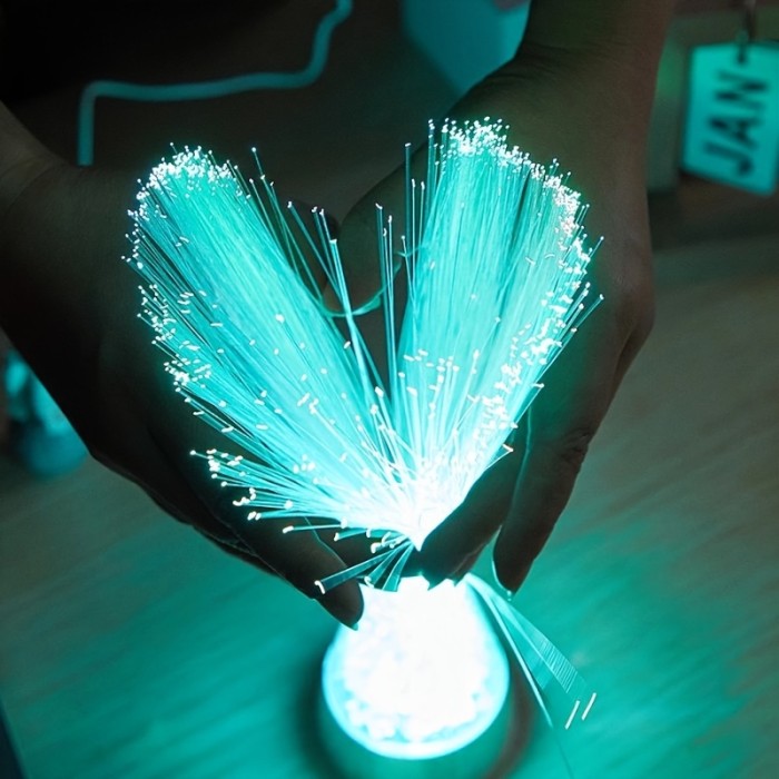 Ice Fiber Optic Mood Novelty Lamps Lighting Glacier Lite With Color-Changing Crystals Base