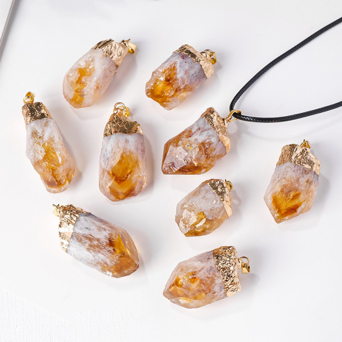 20-30mm Irregular Shape Natural Stone Crystal Necklaces Pendant Gold Color Wrap Charms for Jewelry Making DIY Earring Accessory2