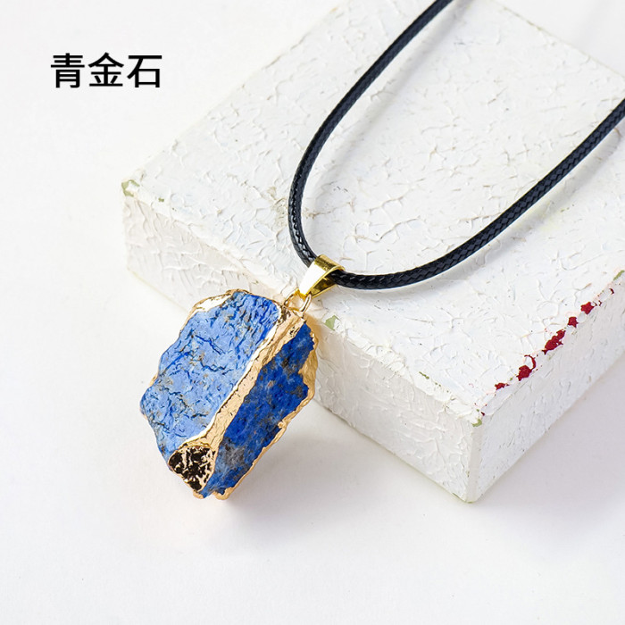 20-30mm Irregular Shape Natural Stone Crystal Necklaces Pendant Gold Color Wrap Charms for Jewelry Making DIY Earring Accessory2