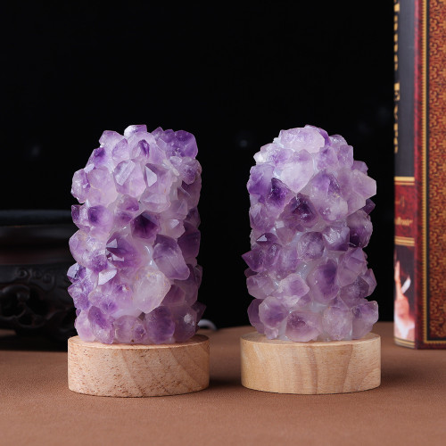1pc Natural Amethyst Crystal Wishing Lamp with USB Interface and Dimmer Switch - Perfect for Home Decor and Meditation