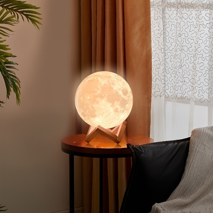 A Single Smart Remote-Controlled Moon Lamp with 128 Colors, a Small Light, Perfect As a Birthday Gift, Bedside Lamp, LED Light, USB Lamp, Decorative Item, Bedroom Light, Room Decoration Light, And a Creative Gift for Birthdays And Valentine'S Day.