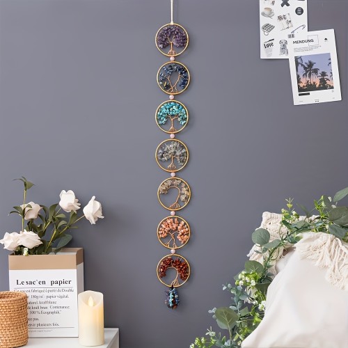 7 Chakra Stones  Tree of Life Healing Crystals Hanging Ornament Wall Ornament Meditation Window Hanging Ornament Home Decor Gifts for Women