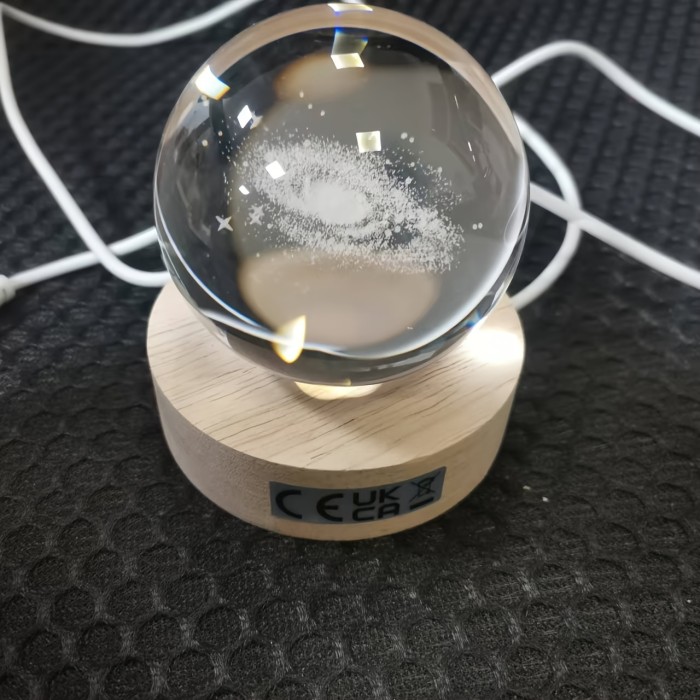 1pc Enchanting 3D for Galaxy Crystal Ball Night Light with Warm LED Base - USB Powered, High-Quality Space-Themed Decor, Ideal for Astronomy Lovers, Perfect Birthday or Valentine's Gift for Loved Ones, Perfect for Christmas Gifts, Holiday Office, Bedroom, Hotel, Party, Restaurant Decoration