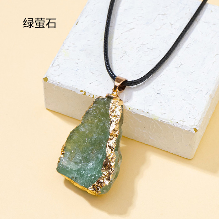 20-30mm Irregular Shape Natural Stone Crystal Necklaces Pendant Gold Color Wrap Charms for Jewelry Making DIY Earring Accessory2