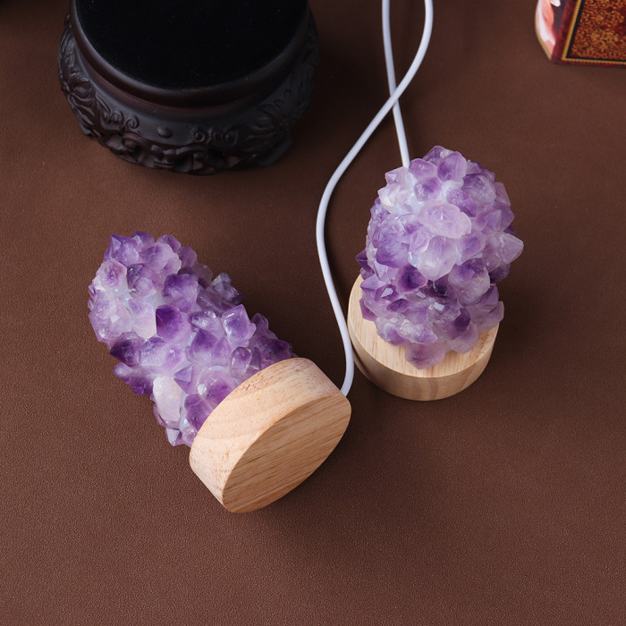 1pc Natural Amethyst Crystal Wishing Lamp with USB Interface and Dimmer Switch - Perfect for Home Decor and Meditation