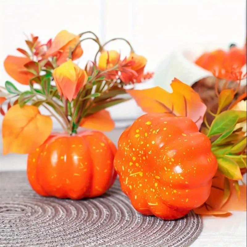 Halloween Artificial Pumpkin Decoration with Leaves Plants Party Table Centerpieces Decor