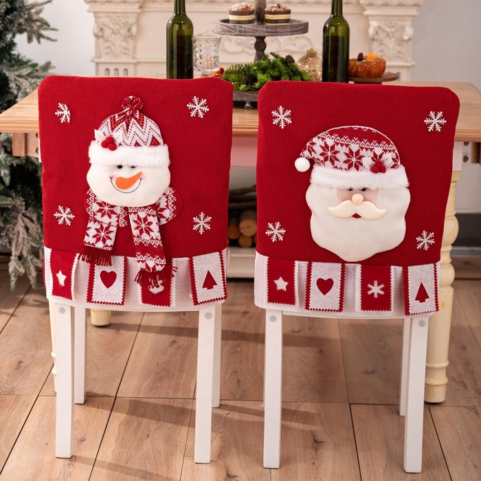 🎅⛄🦌Christmas Chair Back Covers Santa Snowman Reindeer Chair Slipcovers Holiday Party Home Decor