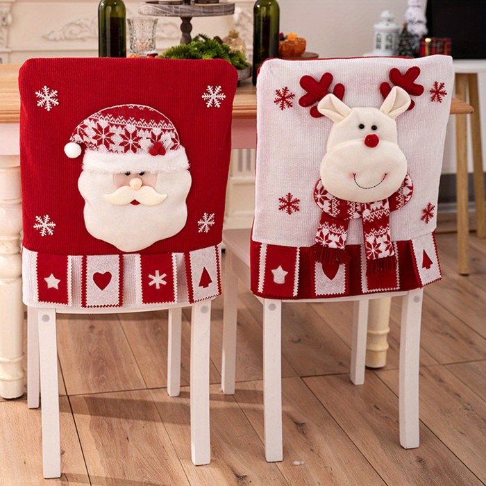 🎅⛄🦌Christmas Chair Back Covers Santa Snowman Reindeer Chair Slipcovers Holiday Party Home Decor