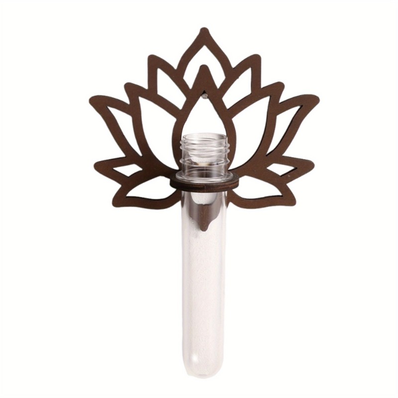 Recycled Wood for Lotus Frame Plant Propagation Station with Glass Vase - Rustic Modern Hanging Wall Planter for Hydroponic Vase, Indoor\u002FOutdoor Vertical Garden Decor, Space-Saving Root Barrier & Air Circulation Design, Home & Balcony Plant Holder