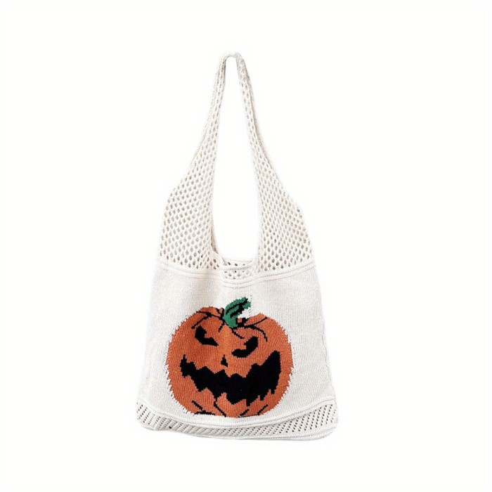 Charming Woven Pumpkin Purses for Women – Stylish Mesh Design, Perfect for Halloween Festivities & Shoulder Carrying