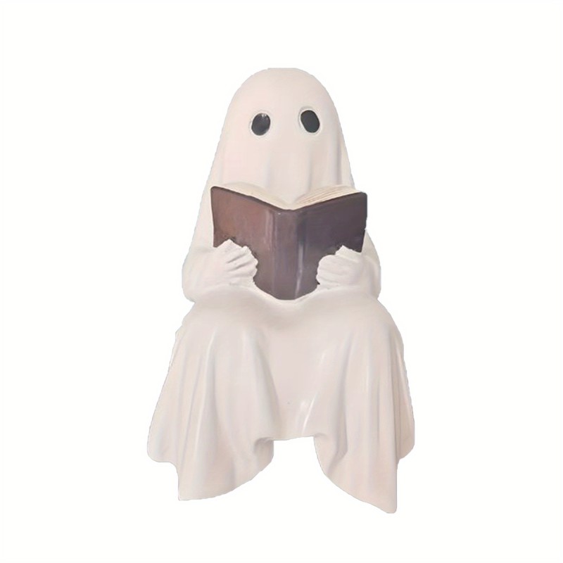 Cute Reading Statue - Spooky Halloween Decor with Book & Glasses, Resin Desktop Ornament for Home, Office, or Living Room, No Electricity Needed, Perfect for Book Lovers & Halloween Enthusiasts, Halloween Decorations, Office Decoration, Playful Design, Detailed Craftsmanship