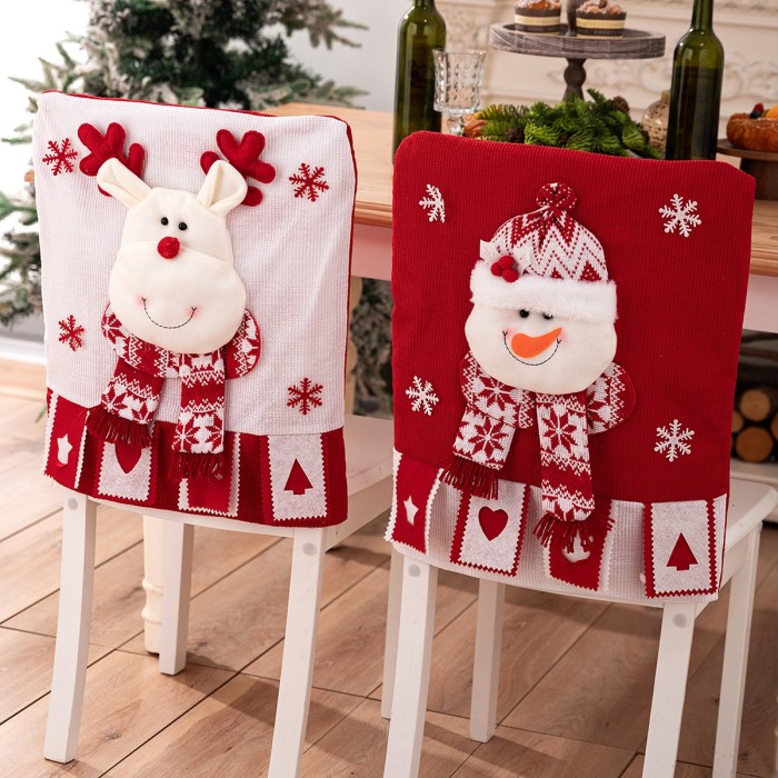 🎅⛄🦌Christmas Chair Back Covers Santa Snowman Reindeer Chair Slipcovers Holiday Party Home Decor