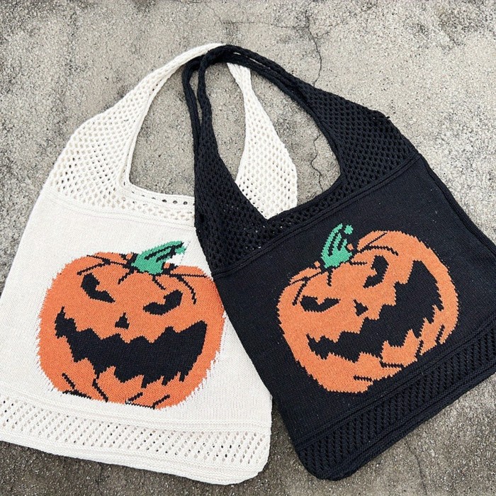 Charming Woven Pumpkin Purses for Women – Stylish Mesh Design, Perfect for Halloween Festivities & Shoulder Carrying