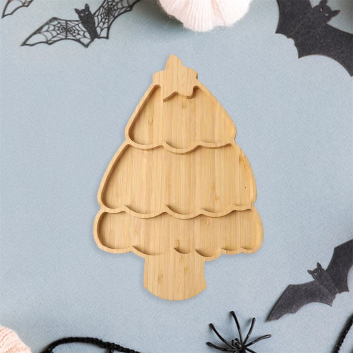 Bamboo Decorative Halloween Tray Spooky Snack Serving Plate Festive Home Decor🎃🕷️