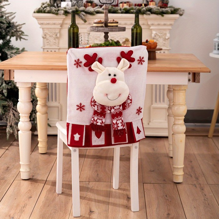 🎅⛄🦌Christmas Chair Back Covers Santa Snowman Reindeer Chair Slipcovers Holiday Party Home Decor