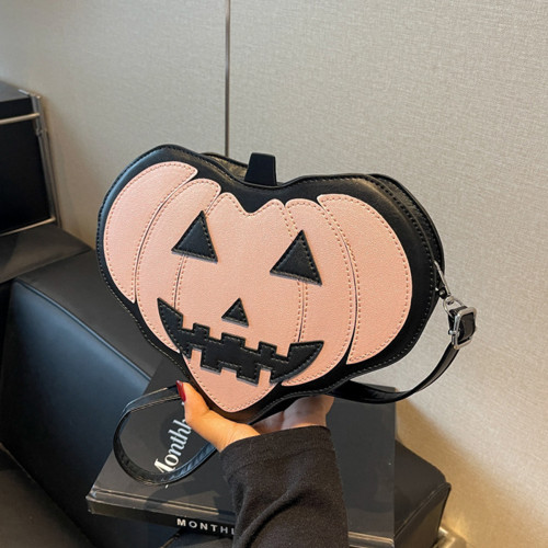 Women's Spooky Pumpkin Halloween Crossbody Bag - Large Capacity Lightweight Purse with Zipper Closure, Orange & Black Jack-O'-Lantern Design, Golden-Tone Hardware & Polyester Lining - Perfect for Daily Use, Travel, School & Costume Parties - Ideal Gift