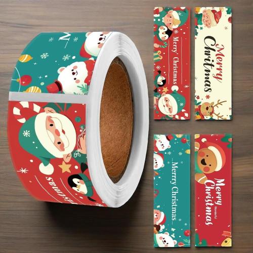 🎄✨ Christmas Stickers Roll Colorful Santa Gingerbread Envelope Seals Holiday Decor