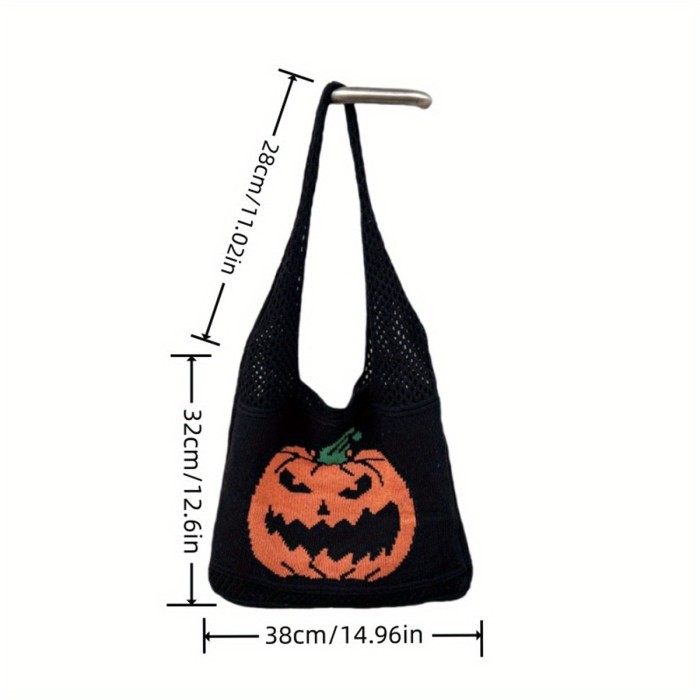 Charming Woven Pumpkin Purses for Women – Stylish Mesh Design, Perfect for Halloween Festivities & Shoulder Carrying