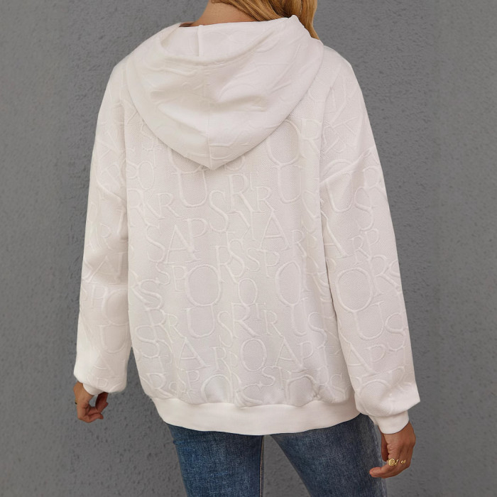 Women's Casual Solid Color Hooded Long Sleeve Sweatshirt Versatile Fashion