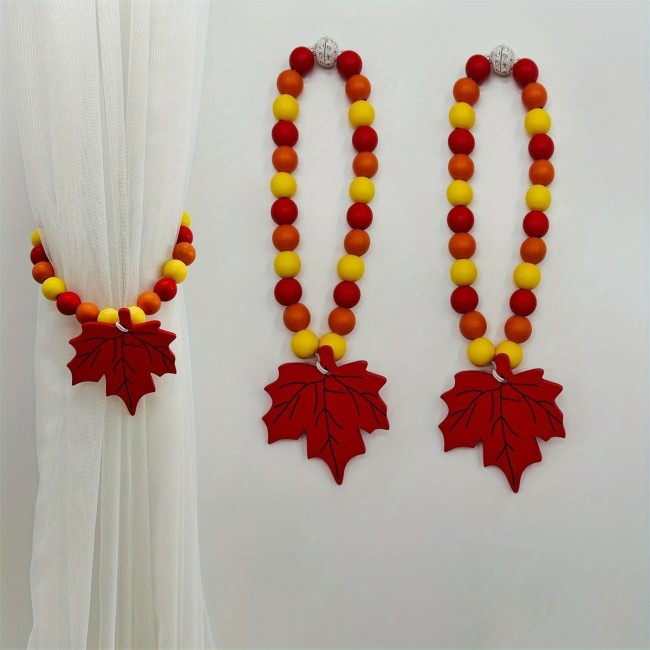 Wood Bead Garland with Tassels Boho Farmhouse Prayer Beads Wall Hanging Home Decor