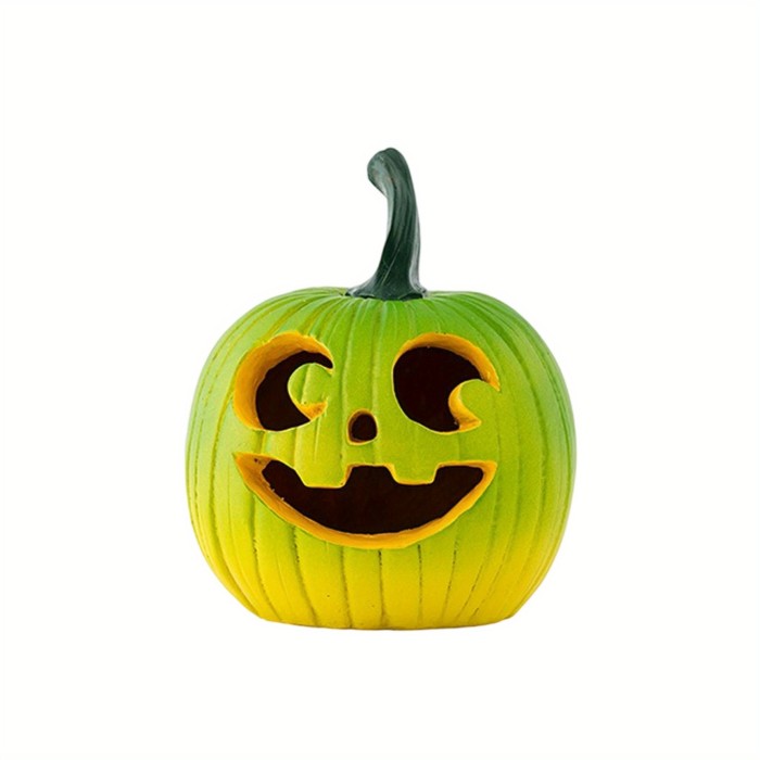 Halloween Table Decorations – Cute Hollow Pumpkin Resin Figurines with Smiling Faces, Festive Fall Centerpiece for Home & Party Decor