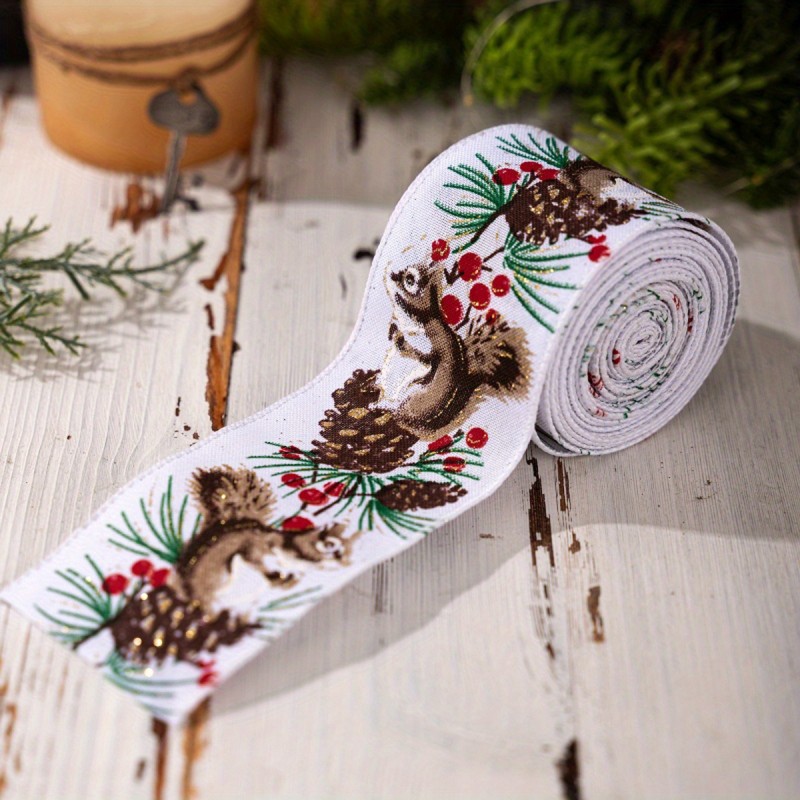 Christmas Ribbons Colorful Santa\u002FSnowman\u002FSquirrel\u002FSnowflake Christmas Wide Ribbons for Christmas Tree Wrapping Presents