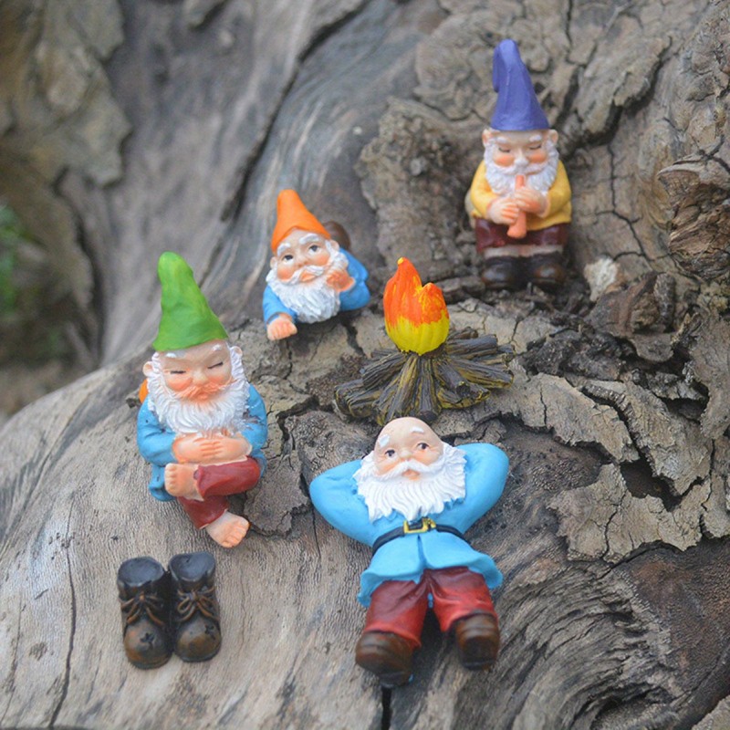 6pcs Whimsical Gnome Garden Figurines – Colorful Resin Yard and Patio Decor