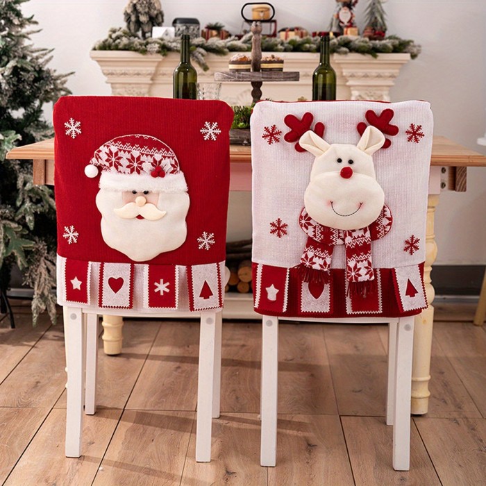 🎅⛄🦌Christmas Chair Back Covers Santa Snowman Reindeer Chair Slipcovers Holiday Party Home Decor