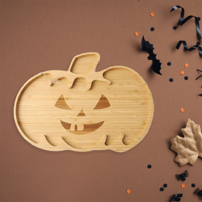 Bamboo Decorative Halloween Tray Spooky Snack Serving Plate Festive Home Decor🎃🕷️
