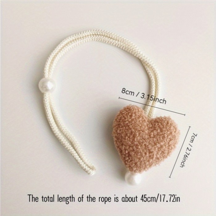 Cute Plush Love Pearl Pendant Curtain with Rope - Soft Felt Heart Design for Bedroom, Christmas, Halloween, and Party Decorations, Indoor\u002FOutdoor Use, Perfect for Home and School Events, Curtains for Living Room