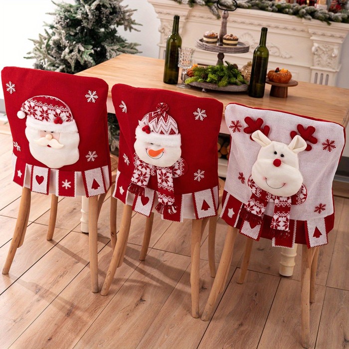 🎅⛄🦌Christmas Chair Back Covers Santa Snowman Reindeer Chair Slipcovers Holiday Party Home Decor